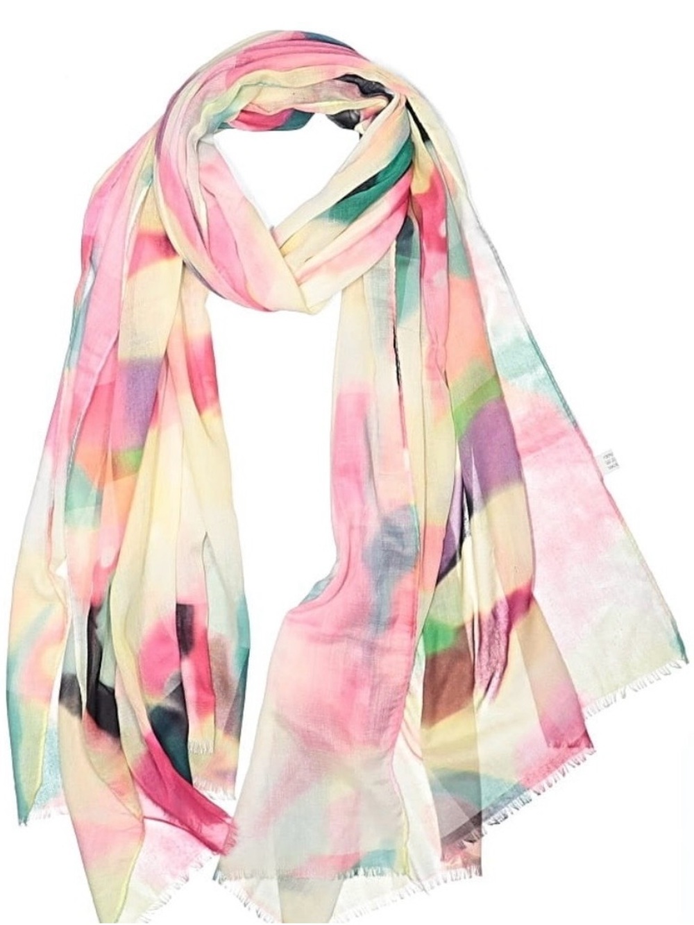 Pastel Watercolor Print Lightweight Scarf - Pink & Multicolor